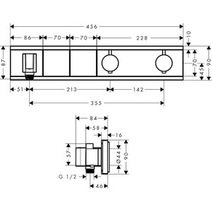 Термостат для ванны Hansgrohe RainSelect на два выхода, для механизма 15310180, белый/хром (15355400)