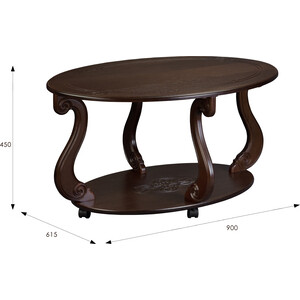 фото Стол журнальный мебелик овация (м) на колесах темно-коричневый