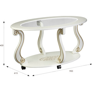 Стол журнальный Мебелик Овация (С) на колесах слоновая кость, золото (П0004859)