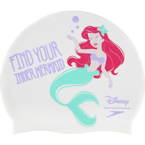 фото Шапочка для плавания детская speedo mermaid slogan print jr, арт. 8-08386d566, белый/лиловый, силикон