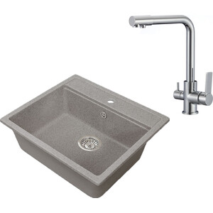 

Кухонная мойка и смеситель Granstones GS-06-309, SL130-015F темно-серая, GS-06-309, SL130-015F темно-серая