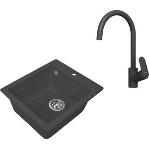 

Кухонная мойка и смеситель Granstones GS-17-308, F8007722 черная, GS-17-308, F8007722 черная