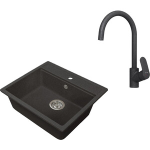 

Кухонная мойка и смеситель Granstones GS-06-308, F8007722 черная, GS-06-308, F8007722 черная