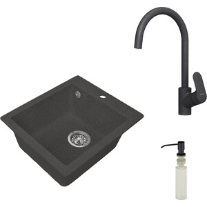 

Кухонная мойка и смеситель Granstones с дозатором, GS-17-308, F8007722, U-01-308 черная, с дозатором, GS-17-308, F8007722, U-01-308 черная