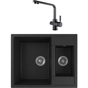

Кухонная мойка и смеситель GreenStone GRS-21-308 Kaiser Decor 40144-2 с сифоном, черная, GRS-21-308 Kaiser Decor 40144-2 с сифоном, черная