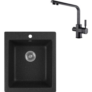 

Кухонная мойка и смеситель GreenStone GRS-17-308 Kaiser Decor 40144-2 с сифоном, черная, GRS-17-308 Kaiser Decor 40144-2 с сифоном, черная