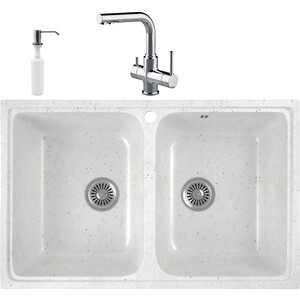 

Кухонная мойка и смеситель GreenStone GRS-15-331 Lemark Comfort LM3061C с сифоном и дозатором, белая, GRS-15-331 Lemark Comfort LM3061C с сифоном и дозатором, белая