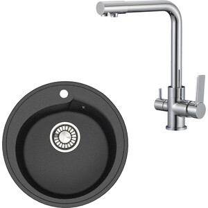 

Кухонная мойка и смеситель Glanz J-004-32, SL130-015F антрацит, матовая, J-004-32, SL130-015F антрацит, матовая