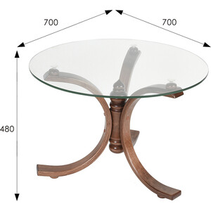 фото Стол журнальный мебелик лорд средне-коричневый/прозрачное
