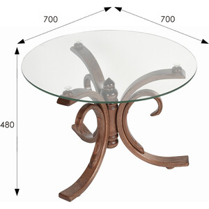 Стол журнальный Мебелик Миледи средне-коричневый, прозрачное (П0005025)