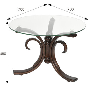 фото Стол журнальный мебелик миледи темно-коричневый/прозрачное