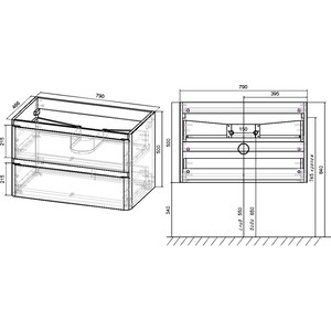 фото Тумба под раковину vincea vico 79х46,6 v.oak (vmc-2v800vo)