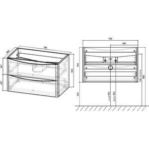 фото Тумба под раковину vincea paola 79х46,6 v.oak (vmc-2p800vo)