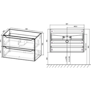 фото Тумба под раковину vincea norma 80,7х45,9 v.oak (vmc-2n800vo)