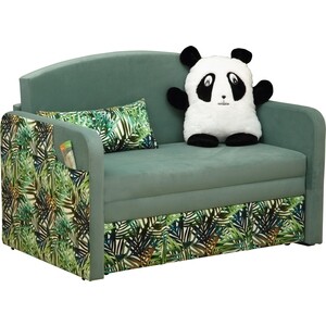 фото Тахта олимп мася - 9 панда велюр нео аква/микровелюр тропики/мех иск. в комплекте с 2-мя подушками