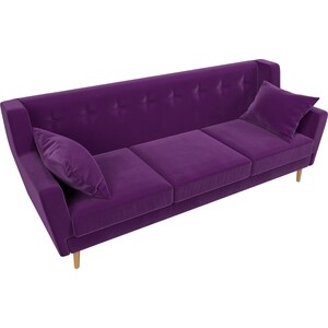Кухонный прямой диван АртМебель Брайтон 3-х местный микровельвет фиолетовый