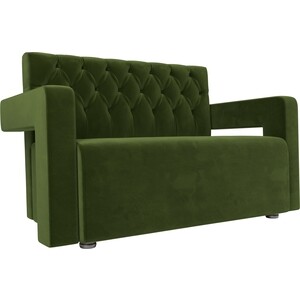 Прямой диван АртМебель Рамос Люкс 2-х местный микровельвет зеленый - фото 1