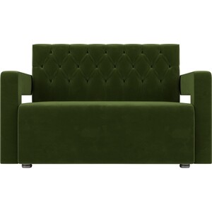 Прямой диван АртМебель Рамос Люкс 2-х местный микровельвет зеленый - фото 4