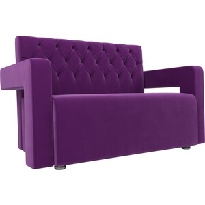 Прямой диван АртМебель Рамос Люкс 2-х местный микровельвет фиолетовый - фото 1