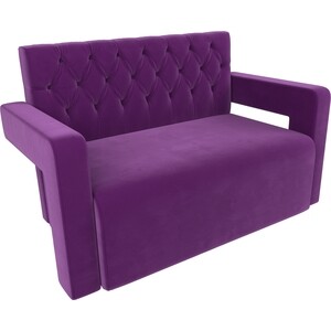 Прямой диван АртМебель Рамос Люкс 2-х местный микровельвет фиолетовый - фото 2