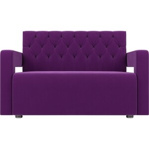 Прямой диван АртМебель Рамос Люкс 2-х местный микровельвет фиолетовый - фото 4