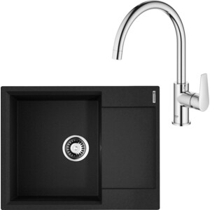 Кухонная мойка и смеситель Omoikiri Daisen 65 BL, Grohe BauEdge черная (4993684, 31367001) кухонная мойка и смеситель omoikiri daisen 42 bl grohe bauedge черная 4993606 31367001