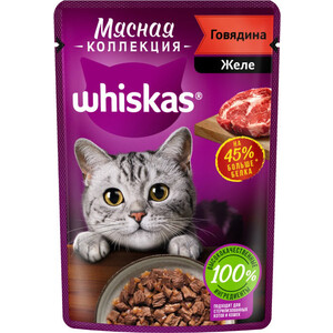 Паучи Whiskas Мясная коллекция с говядиной для кошек 75г