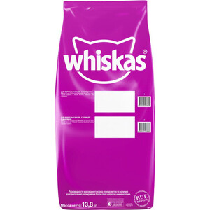 фото Сухой корм whiskas подушечки с паштетом, аппетитный обед с говядиной для кошек 13.8кг