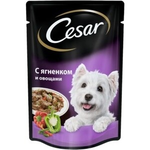 Паучи Cesar с ягненком и овощами в соусе для собак 85г