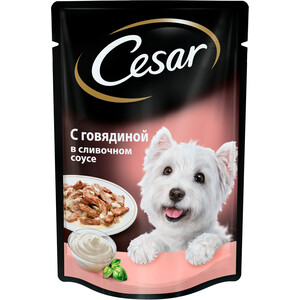 Паучи Cesar с говядиной в сливочном соусе для собак 85г - фото 1