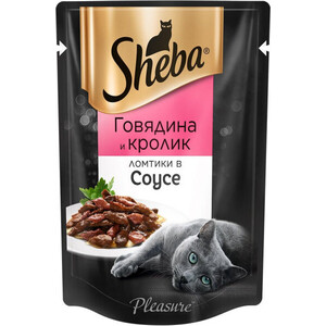 фото Паучи sheba ломтики в соусе с говядиной и кроликом для кошек 85г