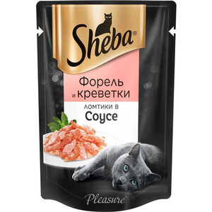Паучи Sheba Ломтики в соусе с форелью и креветками для кошек 85г - фото 1