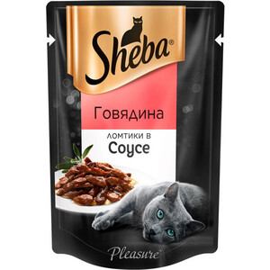 фото Паучи sheba ломтики в соусе с говядиной для кошек 85г