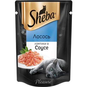 фото Паучи sheba ломтики в соусе с лососем для кошек 85г