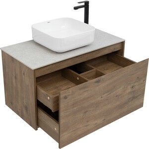 Мебель для ванной Aquanet Nova Lite 90 один ящик, дуб рустикальный/серая