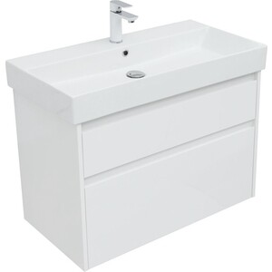 Мебель для ванной Aquanet Nova Lite 85 два ящика, белый глянец