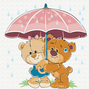 Купить Картины по номерам MOLLY Медвежата в летний дождь 20х20 - KH0829
