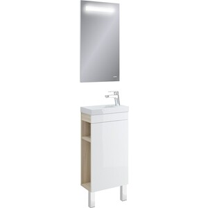 фото Мебель для ванной cersanit smart 40 с ножками, корпус ясень, фасад белый