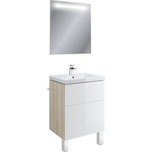 фото Мебель для ванной cersanit smart 60 с ножками, корпус ясень, фасад белый