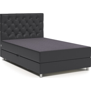 Кровать Шарм-Дизайн Шармэль 100 серая рогожка и черная экокожа