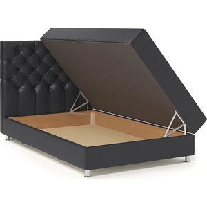 Кровать Шарм-Дизайн Шармэль 100 серая рогожка и черная экокожа
