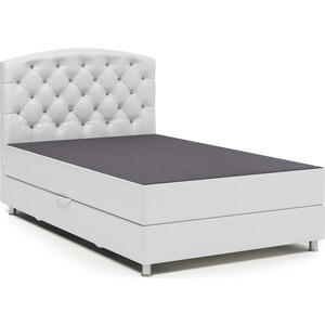 Кровать Шарм-Дизайн Премиум Люкс 100 серая рогожка и белая экокожа двуспальная кровать зара люкс дуб сонома белый экокожа 160х200 см