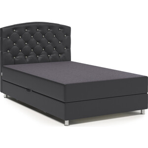 Кровать Шарм-Дизайн Премиум Люкс 100 серая рогожка и черная экокожа прямой диван артмебель мюнхен люкс рогожка серый