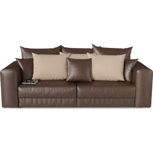 фото Смарт диван мэдисон экокожа коричневый подушки бежевый