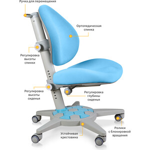 фото Комплект mealux edmonton multicolor с полкой s-50 + ergokids jasper (y-105 kbl) (стол+кресло) столешница белая/накладки на ножках серые