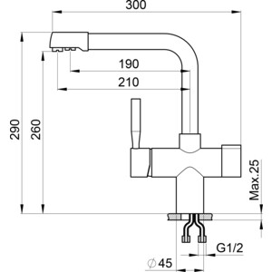 Смеситель для кухни Granula GR-2088 графит, с подключением к фильтру
