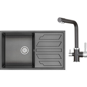 Кухонная мойка и смеситель Granula GR-8601, GR-2015 черный