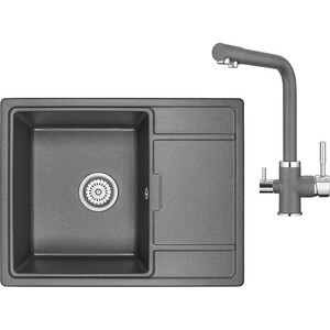 Кухонная мойка и смеситель Granula GR-6503, GR-2015 графит кухонная мойка и смеситель granula gr 4651 gr 2015 графит
