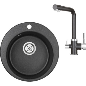 Кухонная мойка и смеситель Granula GR-4801, GR-2015 черный