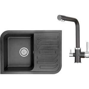 Кухонная мойка и смеситель Granula GR-7001, GR-2015 черный кухонная мойка и смеситель granula st 7602 gr 2015
